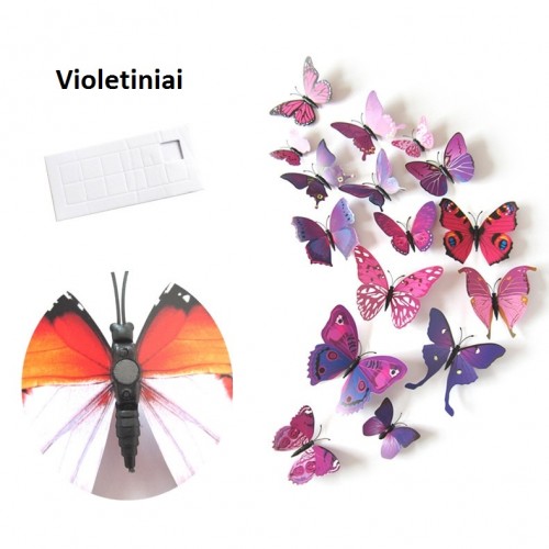 Magnetiniai lipdukai "Violetiniai drugeliai 4" (12 vnt.