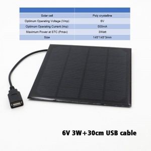 Saulės modulis "Solar Power USB" (6 V 500 mA 3 W)