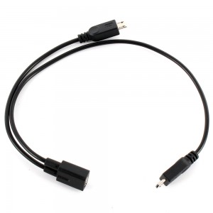 Micro USB 1 į 2 šakotuvas - įkroviklis (juodas)