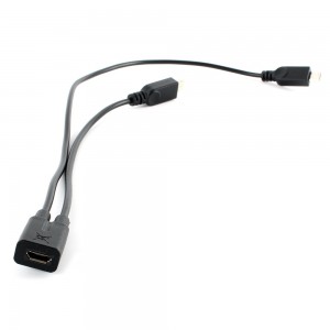 Micro USB 1 į 2 šakotuvas - įkroviklis (juodas)