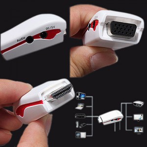 1080P HDMI į VGA vaizdo keitiklis adapteris + USB maitinimo