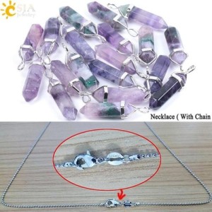 CSJA Fluorite Crystals Necklaces Pendants Suspension Quartz