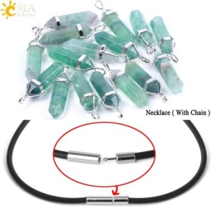 CSJA Fluorite Crystals Necklaces Pendants Suspension Quartz