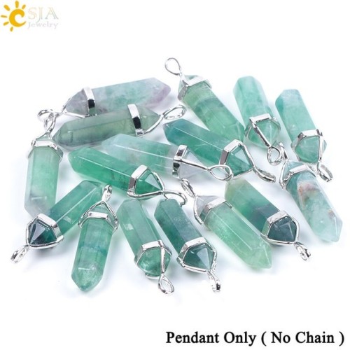 CSJA Fluorite Crystals Necklaces Pendants Suspension Quartz