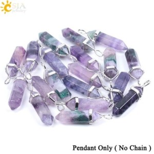 CSJA Fluorite Crystals Necklaces Pendants Suspension Quartz