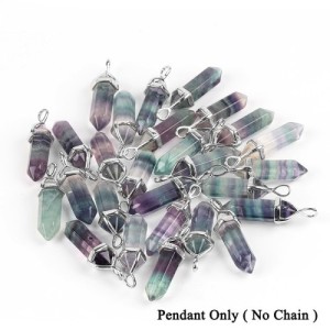 CSJA Fluorite Crystals Necklaces Pendants Suspension Quartz