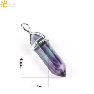 CSJA Fluorite Crystals Necklaces Pendants Suspension Quartz