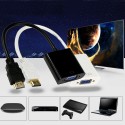 HDMI į VGA keitiklis adapteris su USB audio laidu (baltas)