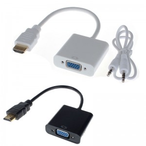 HDMI į VGA keitiklis adapteris su USB audio laidu (juodas)