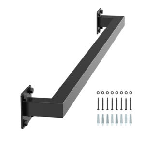 PREMIUM 91 cm juodas metalinis sieninis laiptų turėklas – 2 sekcijų, pramoninio stiliaus, vidaus patalpoms