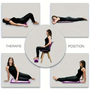 3 dalių pagalvėlių ir pagalvės ir medžiaginio krepšio masažo pagalvėlės ir pagalvės rinkinys, skirtas atpalaiduoti nugaros ir kaklo raumenis. Akupunktūros taškų masažo kilimėlis jogos kilimėlis (juodas)