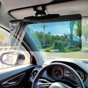 Anti-Glare Poliarizuotas Automobilio Saulės Skydelio Pratęsimas – Akrilo Medžiaga, Blokuoja Atsitiktinį Šviesą, Mažina Sniego Aklumą & UV Spindulius, Lengva Montavimas Snap-On Visiems Transporto Priemonėms, Automobilio Saulės Skydelis
