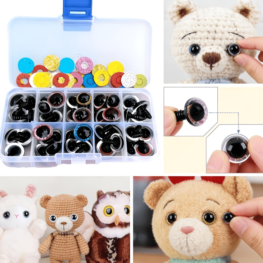 80 vnt. Spalvingi Saugūs Akių Rinkinys – Patvarios Plastikinės Akutėlės Rankdarbiams, Amigurumi Gyvūnėliukų Gaminimui ir DIY Projektams