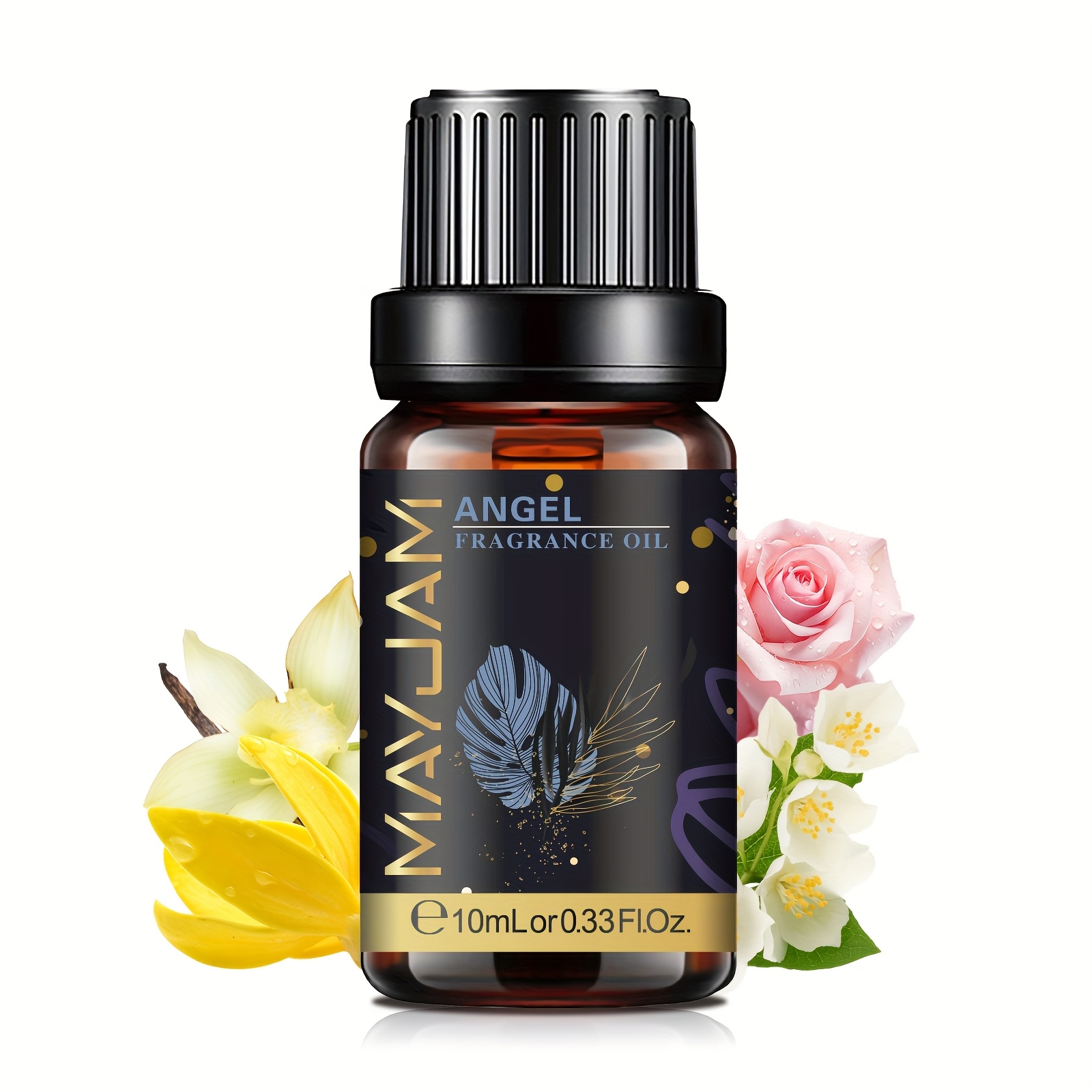 MAYJAM Angel Kvepalų Aliejus 10ml - Gerinantis Nuotaiką, Skystas Format, Daugiaprasmių Aromaterapija Namams ir Automobiliui, Nešiojamas Butelis su Tekstūrinėmis Dizainu, Namų Kvepalai | Elegantiškas Butelio Dizainas | Tekstūrinis Butelis, Aromaterapijos Produktai