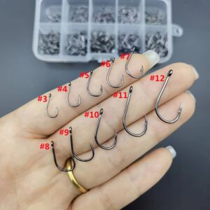 100/200/300/400/500 vnt. žuvų kabliukų rinkinys dėžutėje