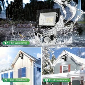 IP66 LED prožektorius, skirtas naudoti lauke ir viduje, su judesio davikliu, storas baltas 30W/50W, tinkamas kiemams, važiuojamosioms dalims, garažams, koridoriams, sodams, statybvietėms, gamykloms, uostams, krepšinio aikštelėms, stadionams, sandėliams