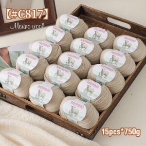 Prabangus 15 vnt. rinkinys 750G (26.4Oz) 100% Merino vidutinio pluošto vilnos siūlai