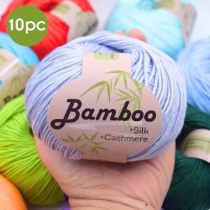 10 vnt. Bambuko Mišinio Verpalų – Minkšti ir Kvėpuojantys Megztiniams, Nėrimui, DIY Amatams – 500 g/17,63 oz Iš Viso – 31 Ryški Spalva