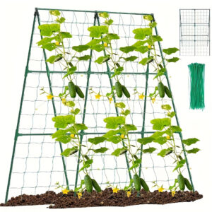 2 vnt. Stiprios PVC Sodo Tinkleliai – Tvirtas Atrama Laipiojantiems Augalams ir Daržovėms, Lengvas Montavimas, Atsparūs Orai, Kvadratinio Tinklelio Dizainas, Suteikiantis Stabilumą, Tinklinis Laipiojantiems Augalams