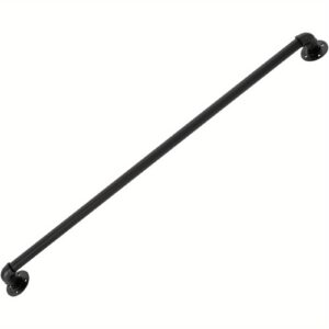 90 cm - 270 cm Plieniniai Vamzdžiai ir Ketaus Turėklai, Juodi Sieniniai Laiptų Turėklai su Pusrutuliais Apdaila ir Laikikliais, Skirti Naudoti Viduje ir Lauke, Apvalūs, Skersmuo 32
