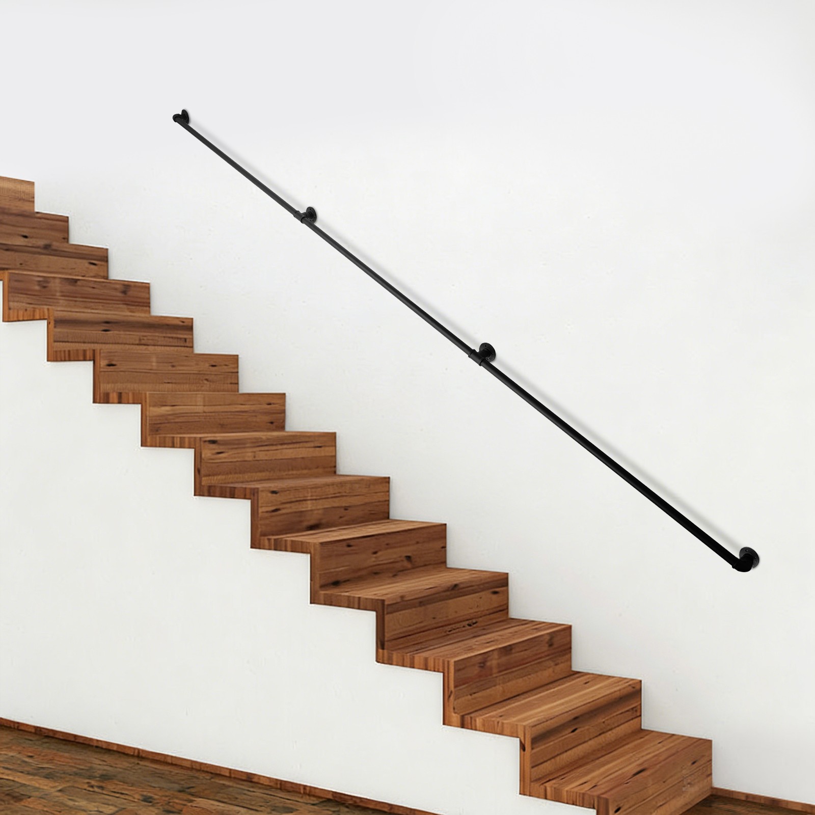 12FT/ 3.6M Laido Laiptų Turėklas Metalinis Turėklas Laiptų Turėklai Sieninis Neslystantis Saugos Laiptų Turėklas Lauko Viduje Pramoninis Laido Turėklas Juodas Laiptų Turėklas