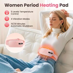 Pilvo masažo diržas, USB įkraunamas su LED ekranu, 5 lygių reguliuojamas šiluminis masažo įrenginys, mažas nešiojamas vibruojantis diržas, menstruacinis šiluminis masažo įrenginys moterims, namų naudojimui, darbui, puiki rožinė dovana moterims