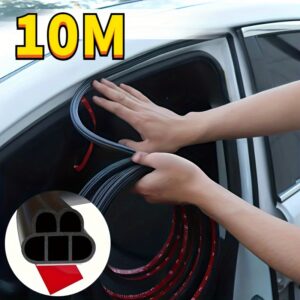 10 m Universalus automobilio durų sandarinimo juostelė, dvigubo sluoksnio storinimas triukšmo mažinimui, vandeniui atspari automobilių sandarinimo juostelė, 5 skylės gumos durų krašto apsauga garso izoliacijai ir smūgių absorbcijai, pilnas suderinamumas su visais automobiliais, Padėkos dienai