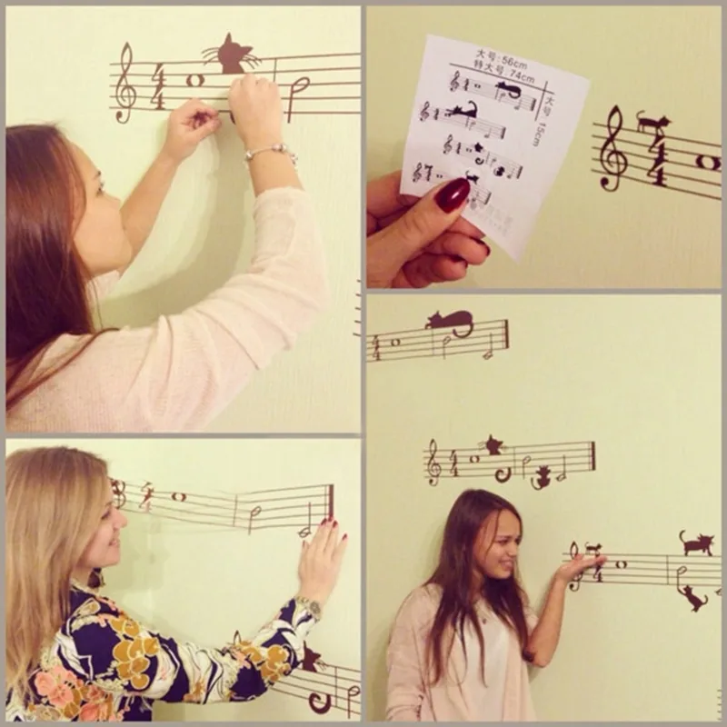 Sieniniai lipdukai "Muzika ir katinai"