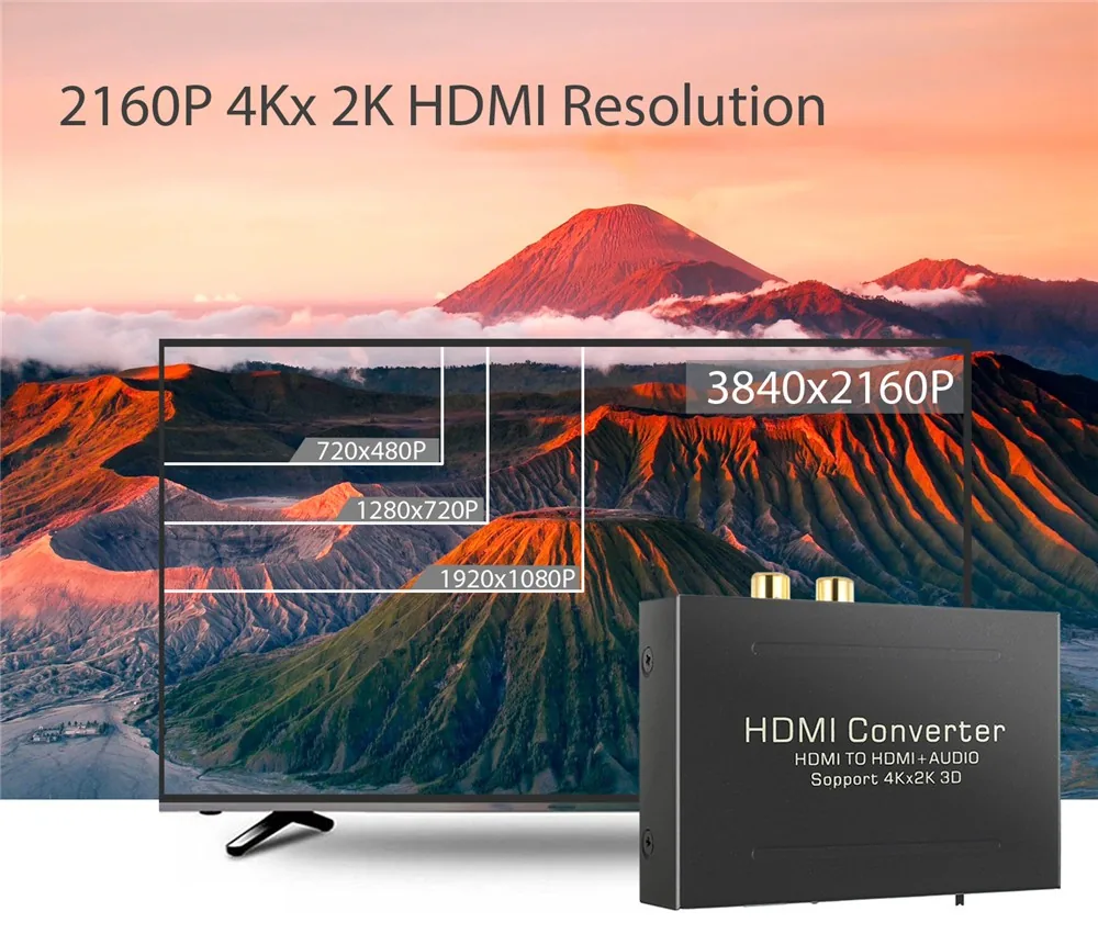 HDMI į HDMI ir SPDIF + RCA audio keitiklis (3D 4K 2160P)