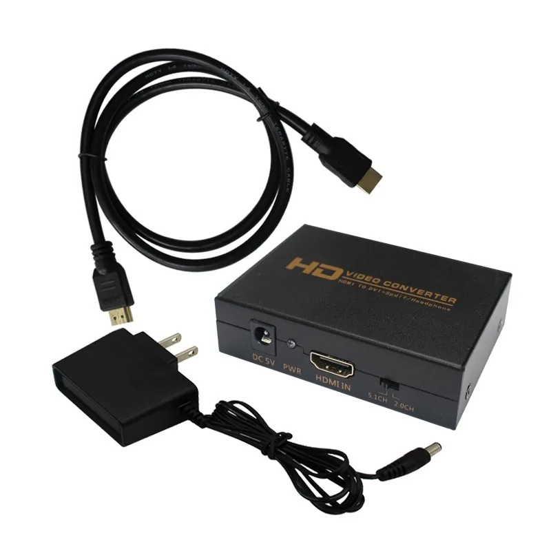 HDMI į DVI ir SPDIF + ausinės keitiklis (1080P)