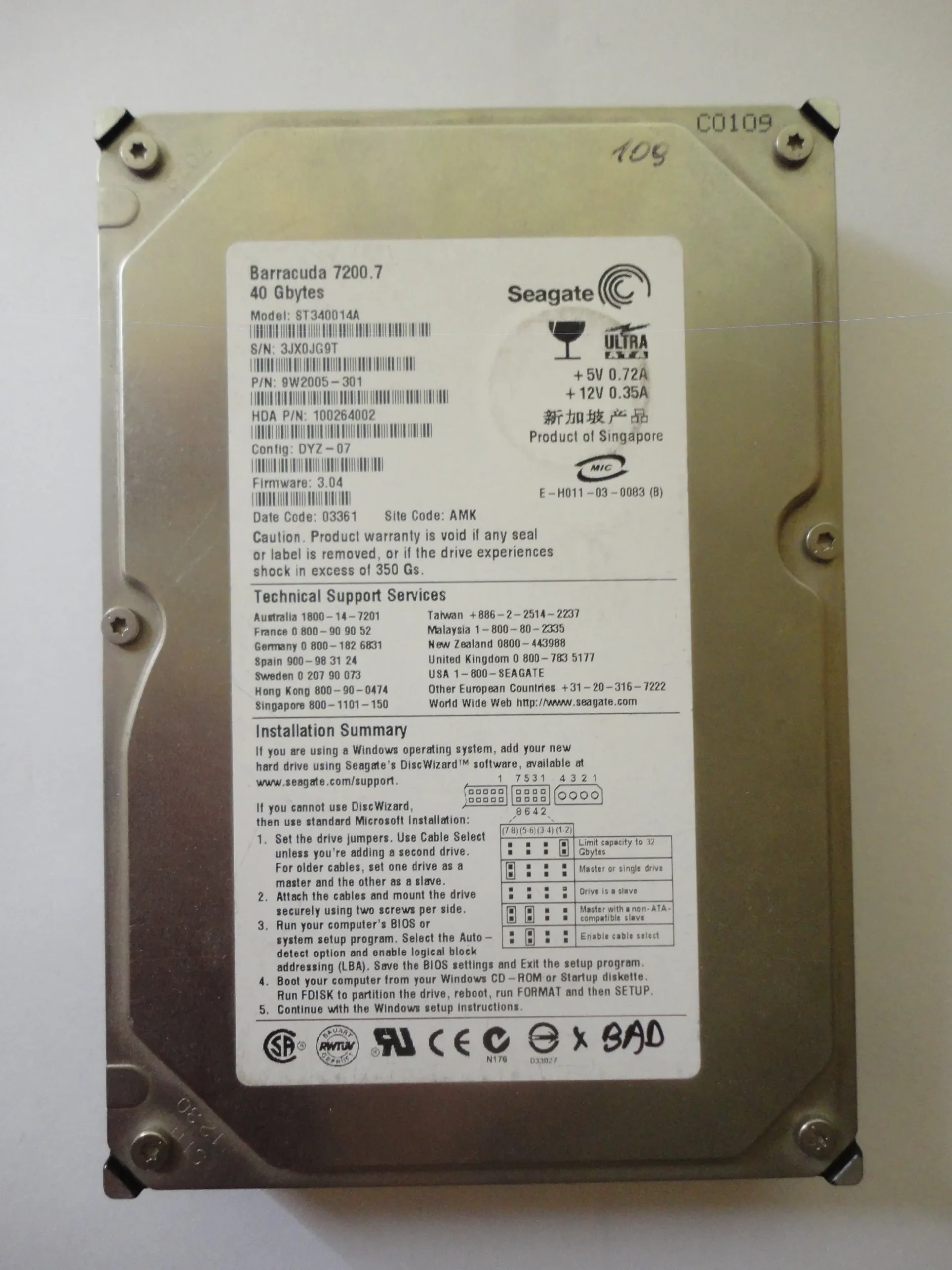 Kietasis diskas - Seagate Baracuda - 40 GB - ST340014A
