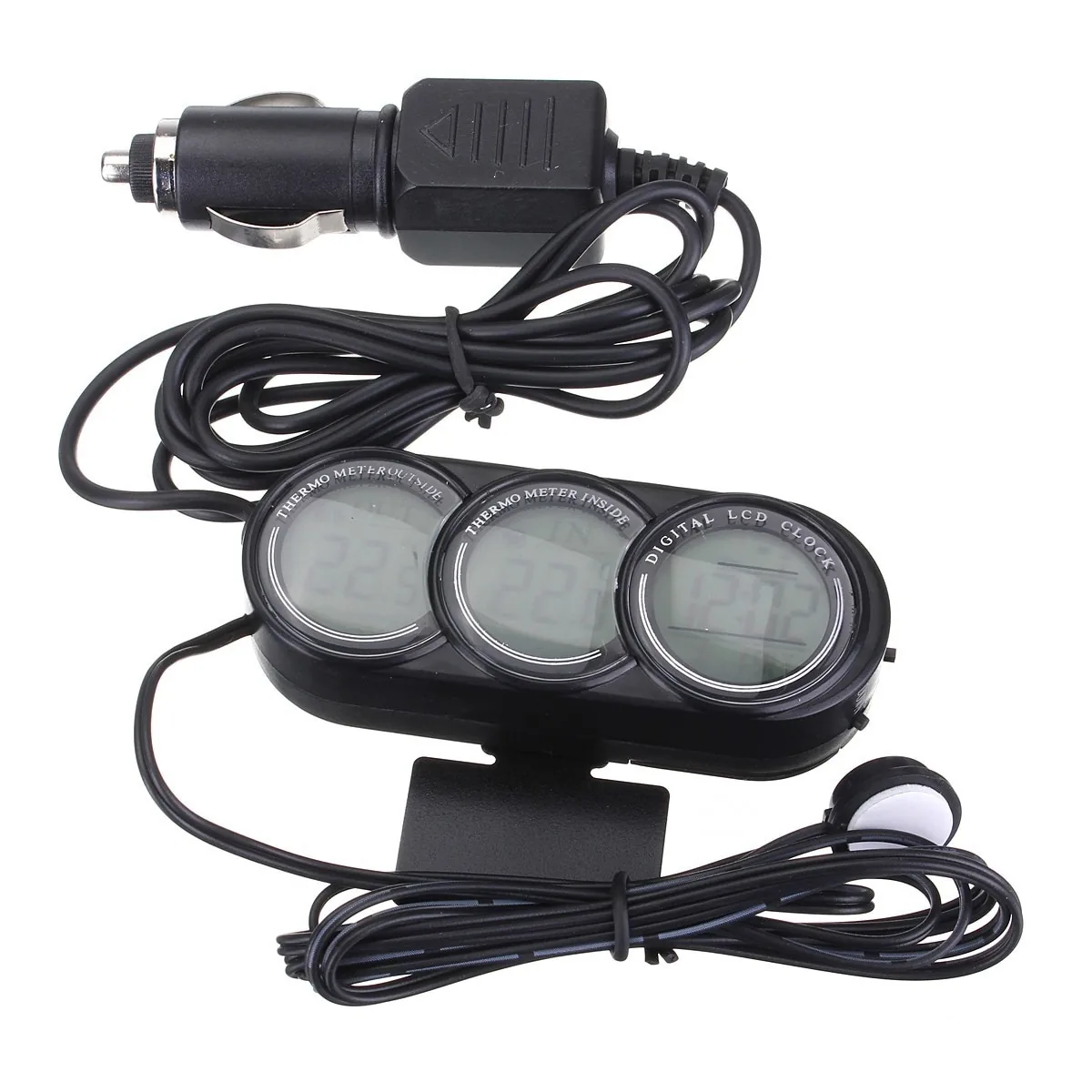 Automobilio LCD laikrodis - termometras "Snobas"