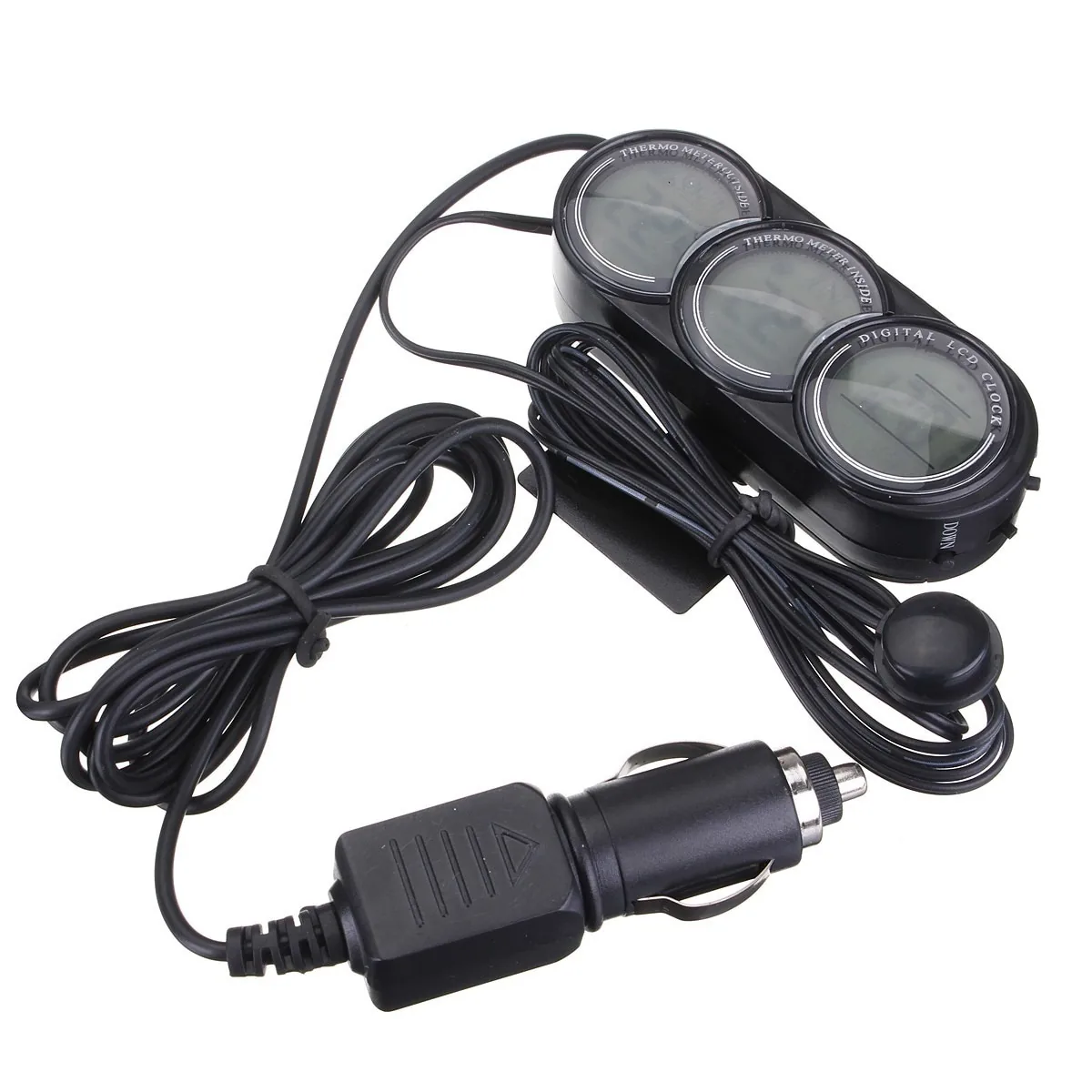 Automobilio LCD laikrodis - termometras "Snobas"