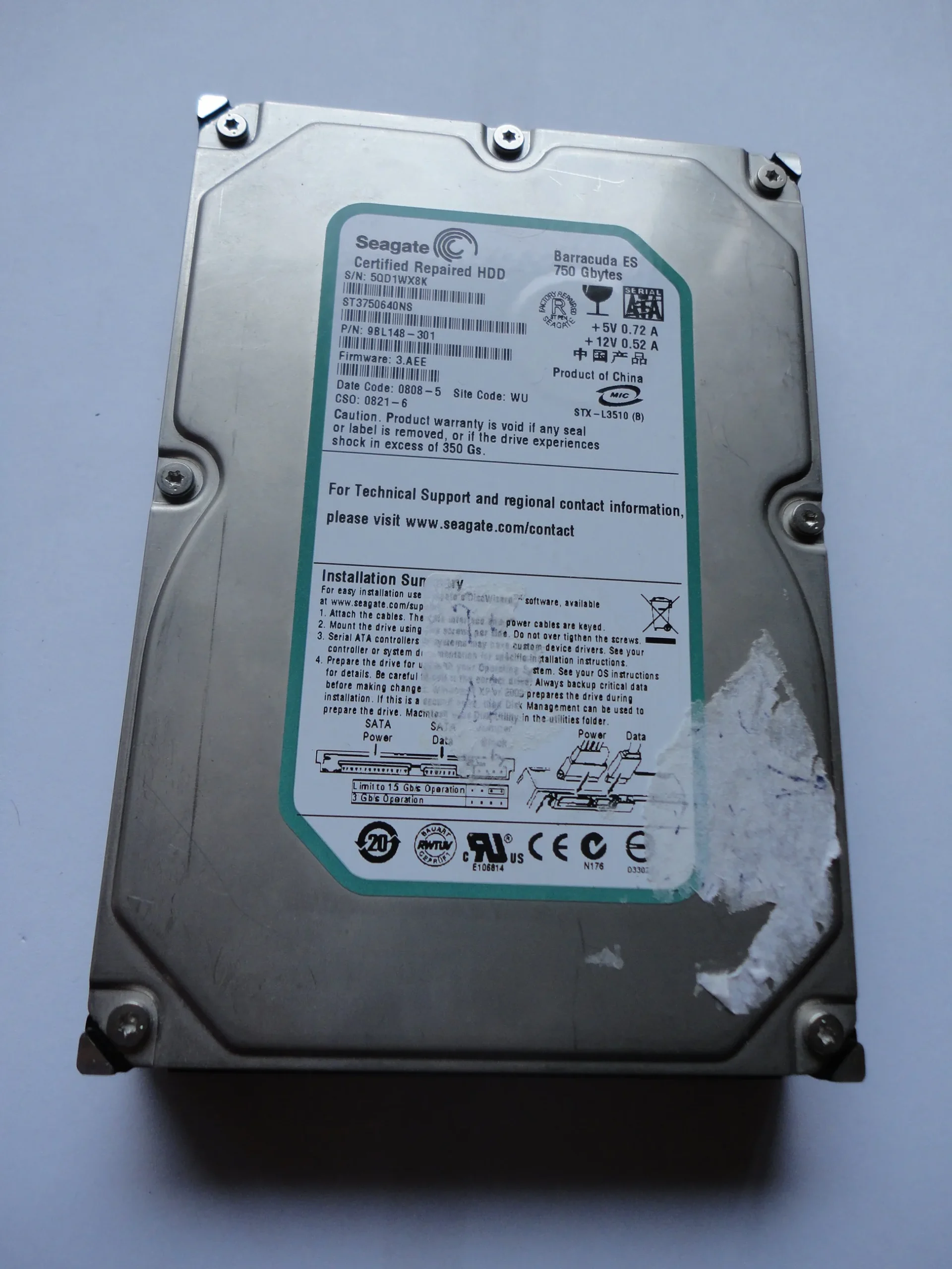 Kietasis diskas - Seagate Baracuda - 750 GB - ST3750640NS