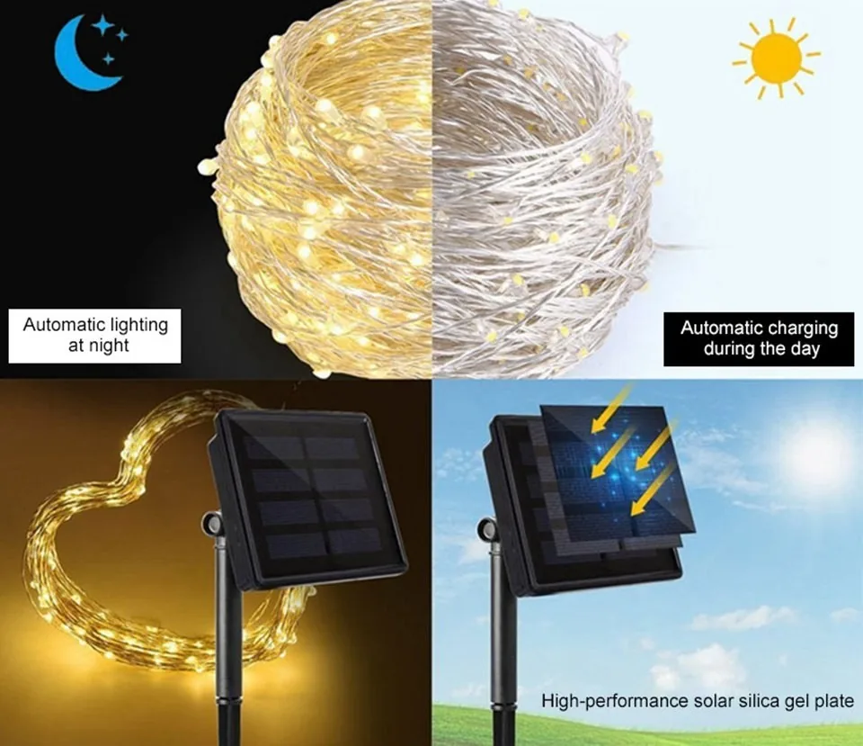 Saulės energija įkraunama girlianda "Nakties švieselės 2" (100