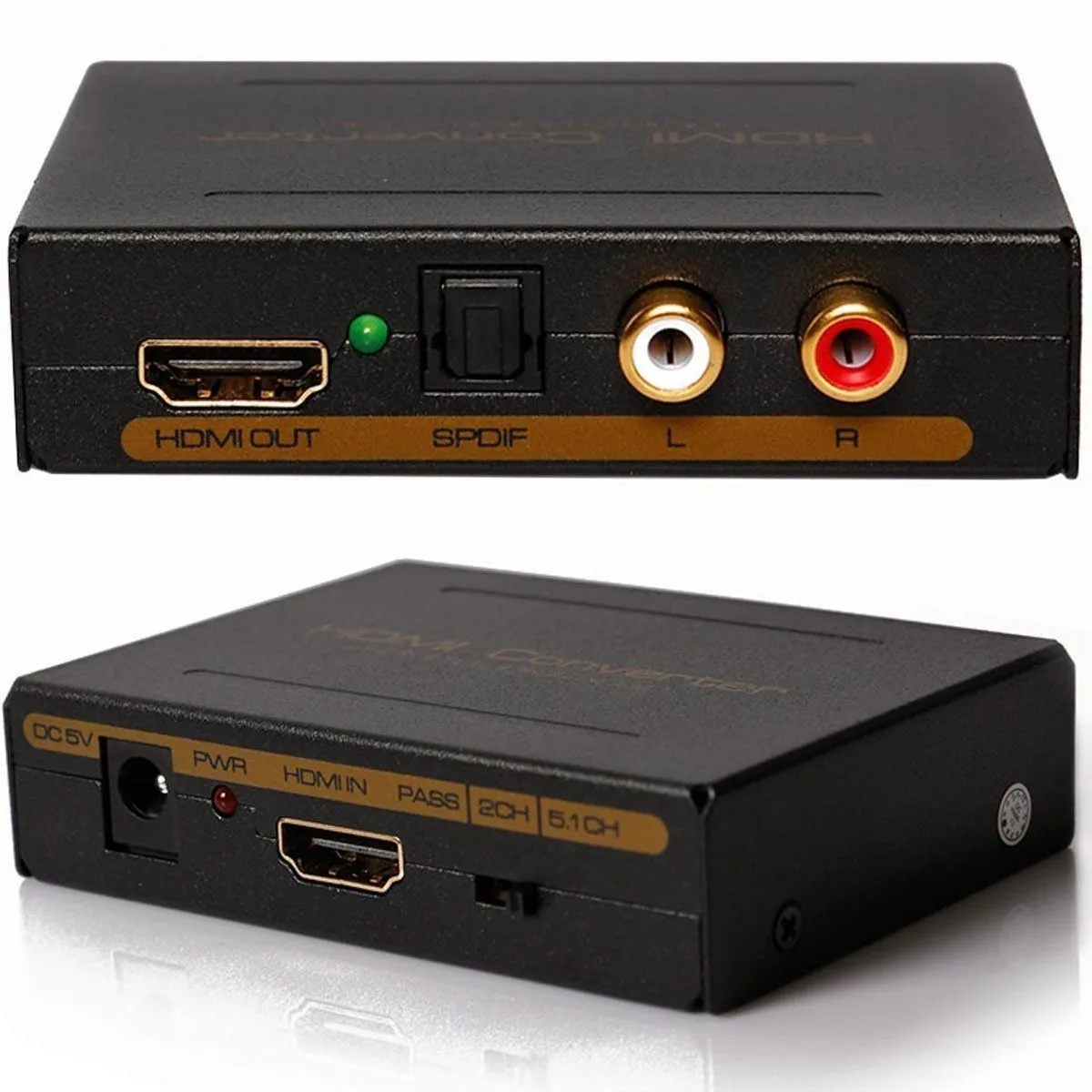 HDMI į HDMI ir SPDIF + RCA audio keitiklis