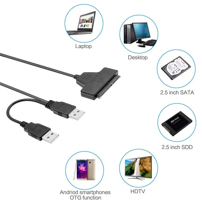USB 3.0 į SATA adapteris (2.5" HDD + 5V papildomas maitinimo