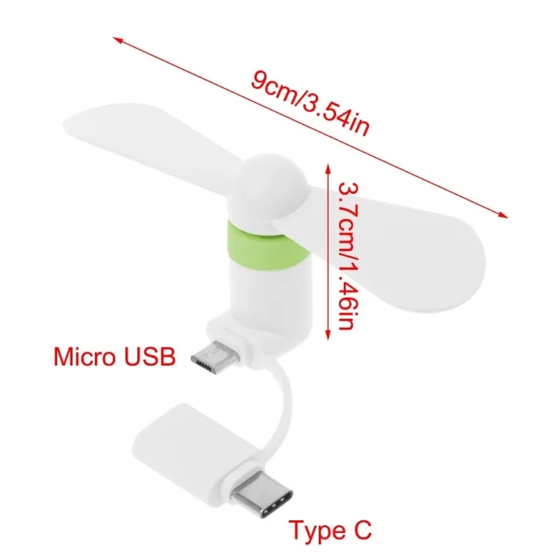 Nešiojamas ventiliatorius "Telefonui 3" (Type C ir Micro USB)
