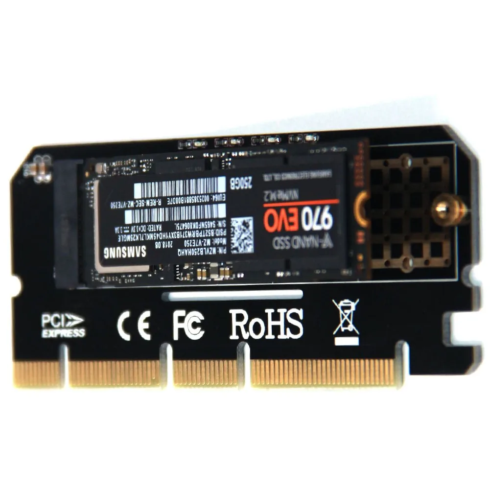 M.2 į PCI-E 3.0 X16 plokštė "Black edition" (NVME, NGFF, SSD)