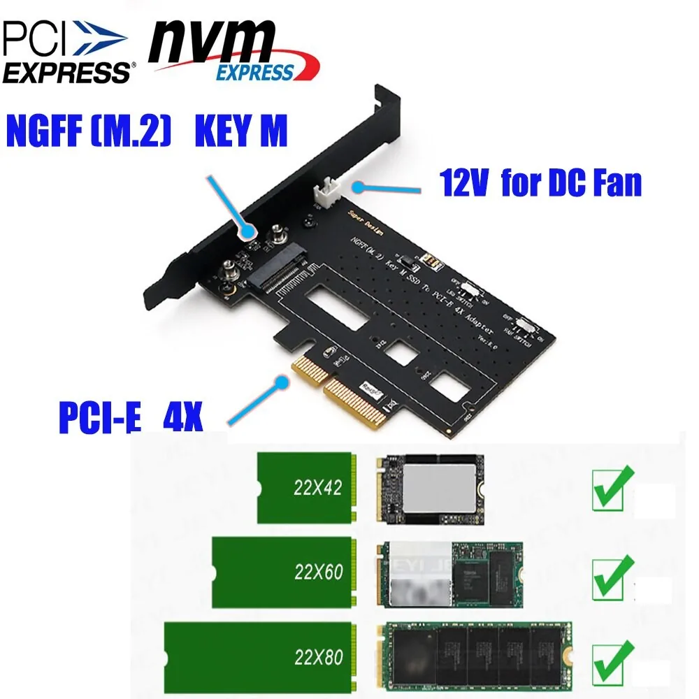 M.2 į PCI-E 3.0 X4 plokštė "Black edition Pro 6" (NVME, NGFF