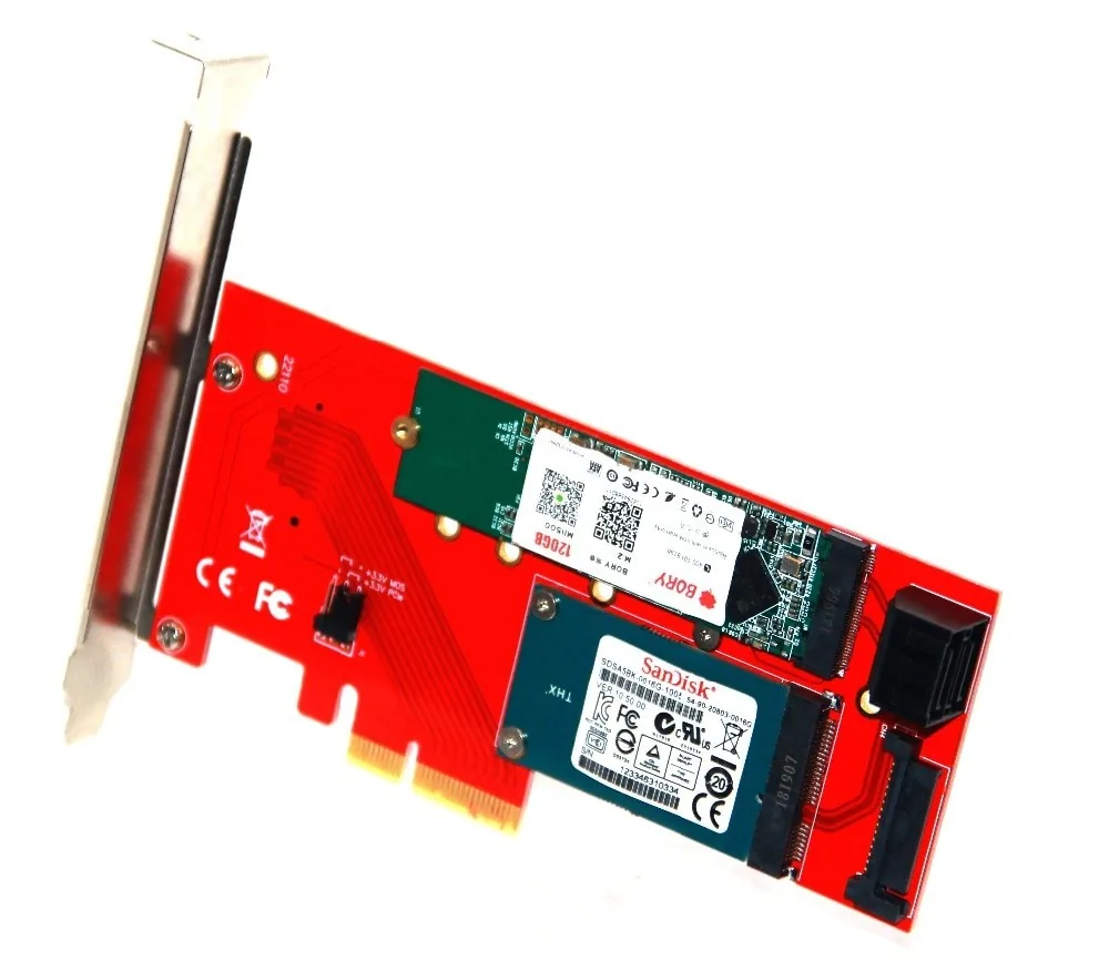 M.2 į PCI-E 3.0 X4 plokštė "Red edition Pro 8" (NVME, NGFF, SSD)