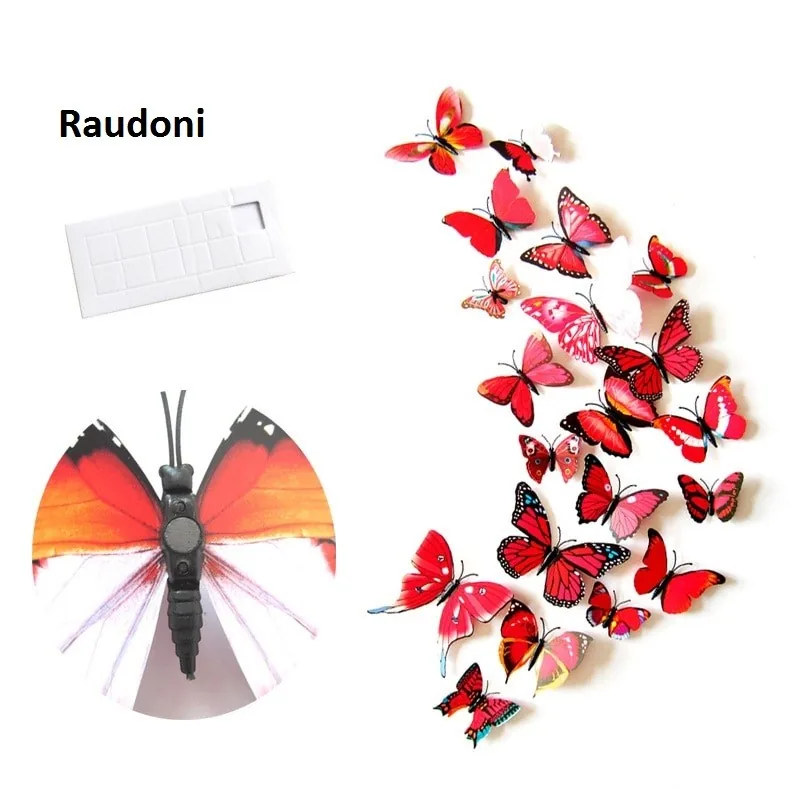 Magnetiniai lipdukai "Raudonieji drugeliai 4" (12 vnt.