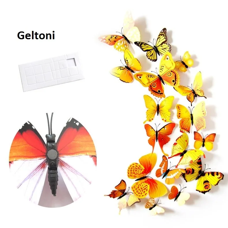Magnetiniai lipdukai "Geltonieji drugeliai 4" (12 vnt.