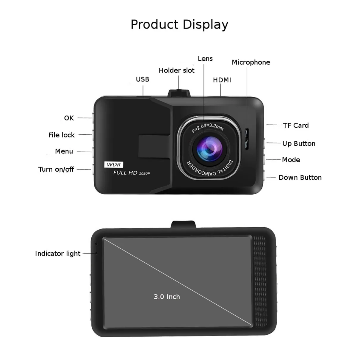 Vaizdo registratorius automobiliui "Luxury Pro 17" (3" LCD)
