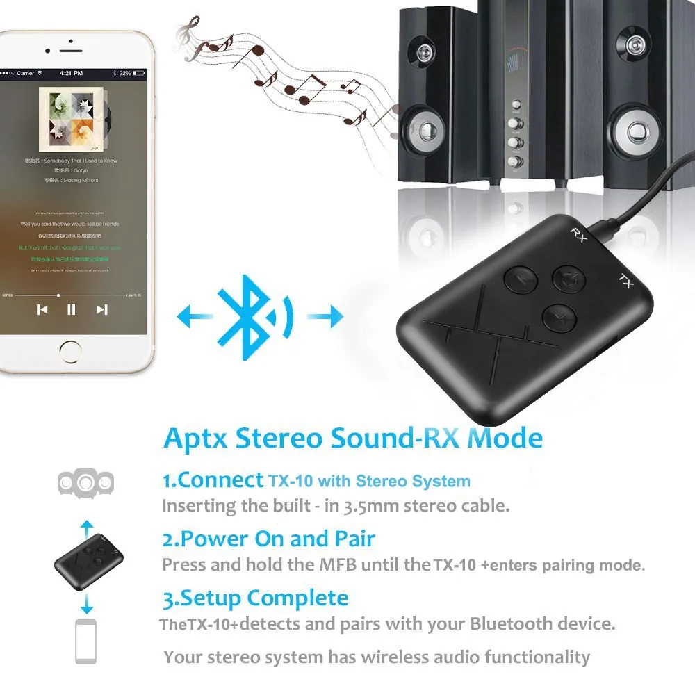 Bluetooth 4.2 siųstuvas imtuvas "Perfect Sound 12" (Wireless