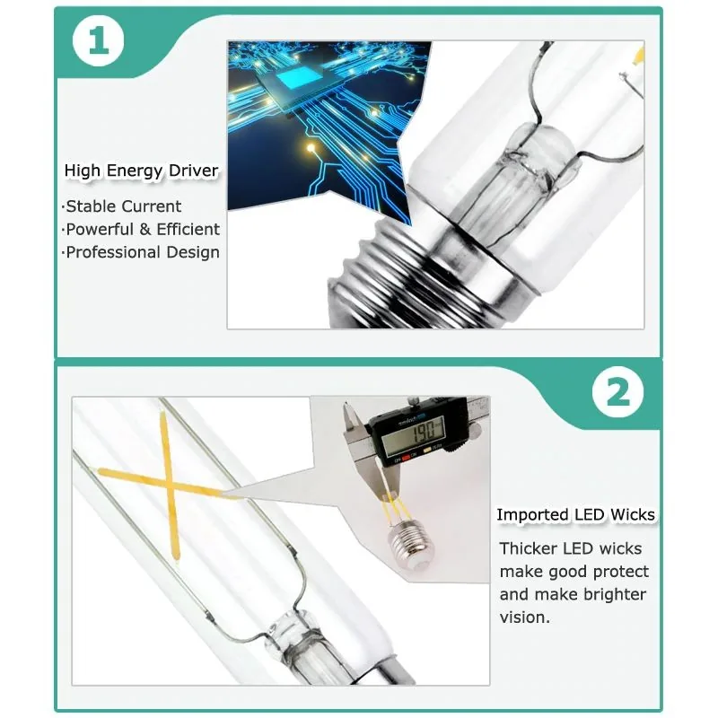 Šviesos diodų filamentinė lempa "Edison" (E27, T30)