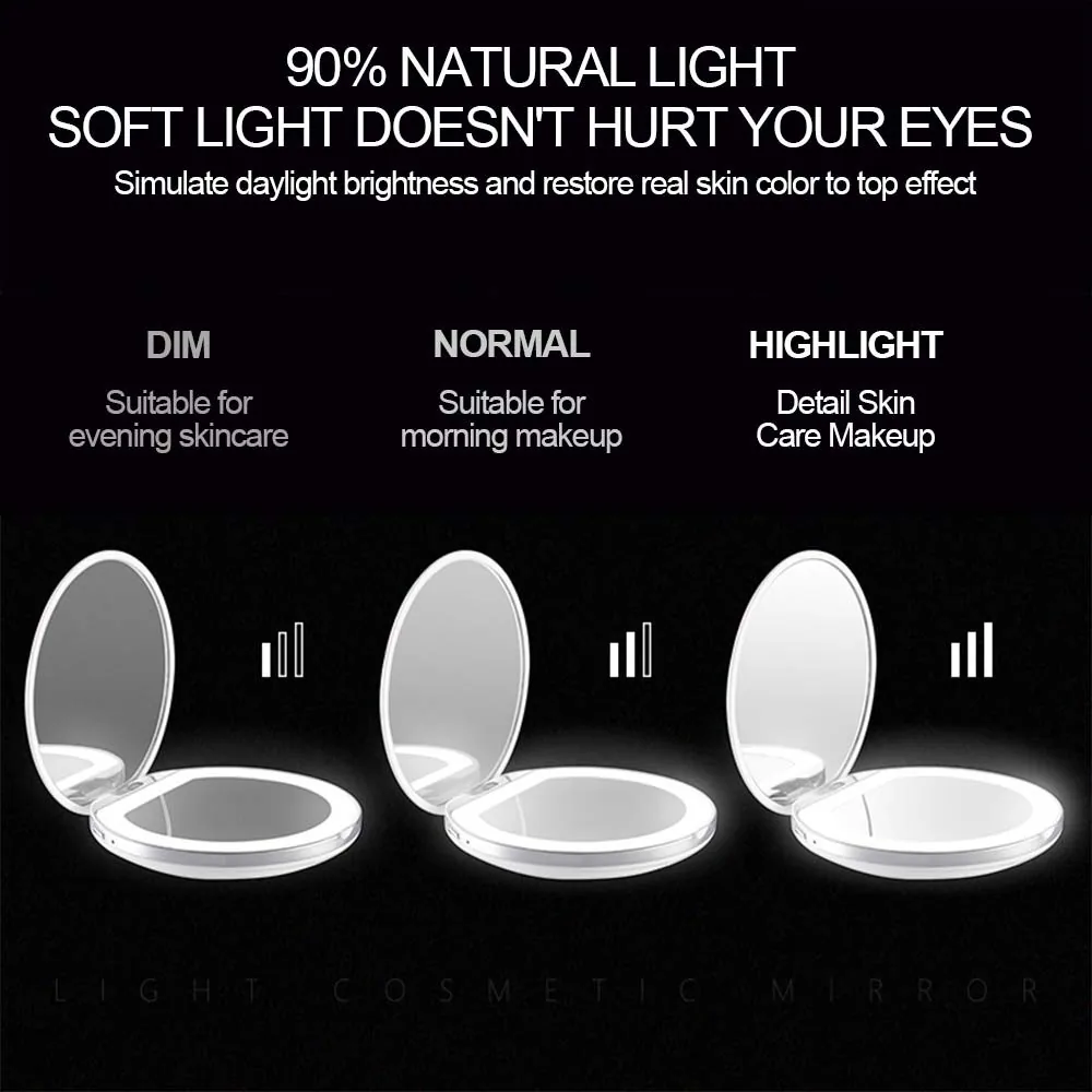 LED nešiojamasis veidrodis makiažui "Pro Makeup Deluxe 6"
