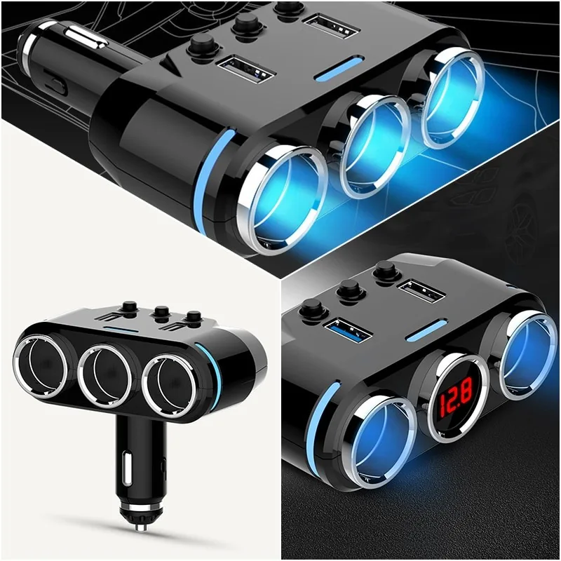 12V-24V automobilio cigarečių žiebtuvėlio lizdo skirstytuvas