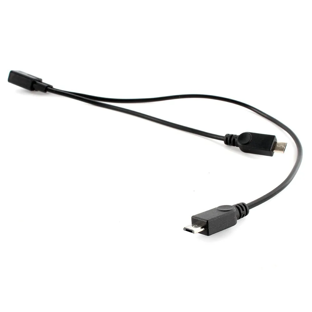Micro USB 1 į 2 šakotuvas - įkroviklis (juodas)