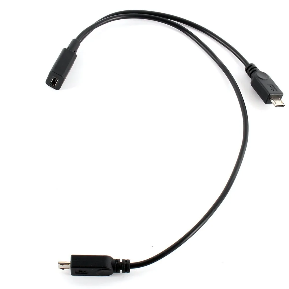 Micro USB 1 į 2 šakotuvas - įkroviklis (juodas)